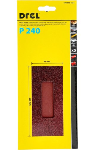 Drel Papiery ścierne 93 x 230 mm, P240, 5 szt. CON-RPS-1024