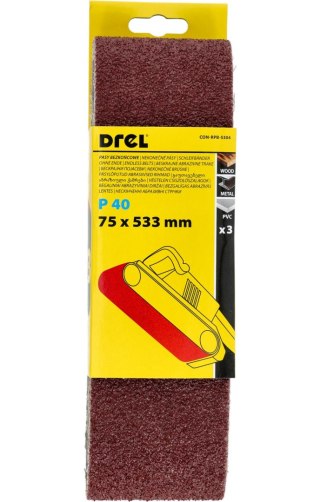 Drel Pasy bezkońcowe 75 x 533 mm, P40, 3 szt. CON-RPB-5304