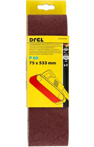 Drel Pasy bezkońcowe 75 x 533 mm, P60, 3 szt. CON-RPB-5306