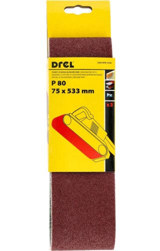 Drel Pasy bezkońcowe 75 x 533 mm, P80, 3 szt. CON-RPB-5308