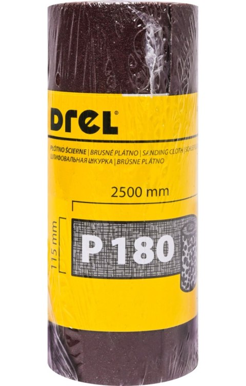 Drel Płótno ścierne w rolce 2.5 m, 115 mm, P180 CON-RMA-1118