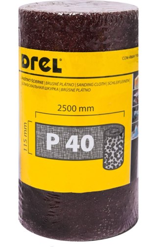 Drel Płótno ścierne w rolce 2.5 m, 115 mm, P40 CON-RMA-1104