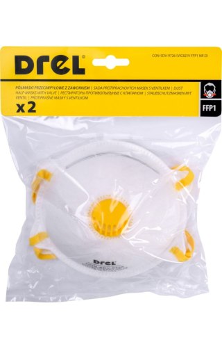 Drel Półmaski filtrujące FFP1, z zaworkiem, 2 szt. CON-SDV-9726