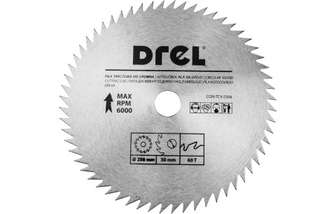 Drel Tarcza do pilarki 250 x 30 mm, 60T CON-TCV-2506