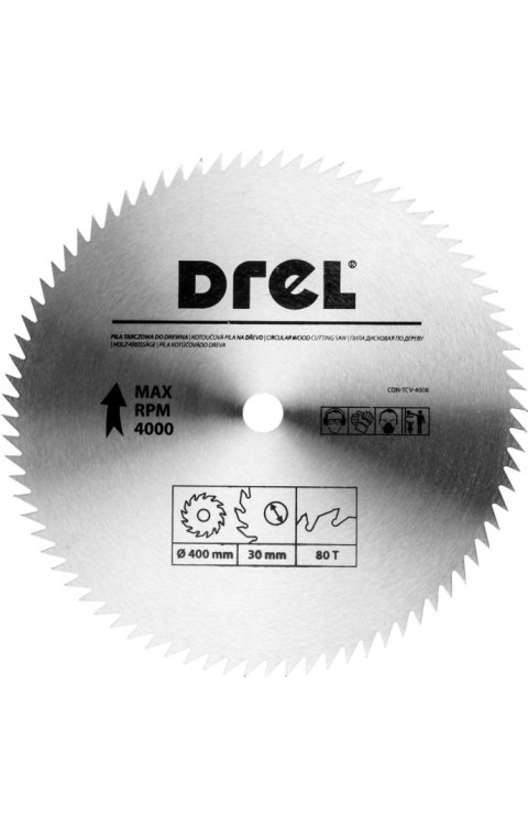Drel Tarcza do pilarki 400 x 30 mm, 80T CON-TCV-4008 Drel Tarcza do pilarki 400 x 30 mm, 80T CON-TCV-4008
