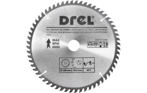 Drel Tarcza do pilarki widiowa 250 x 30 mm, 60T CON-TCT-2506