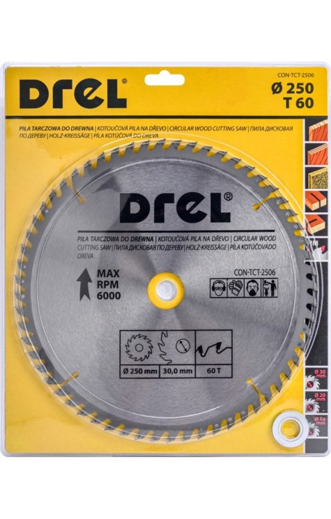 Drel Tarcza do pilarki widiowa 250 x 30 mm, 60T CON-TCT-2506