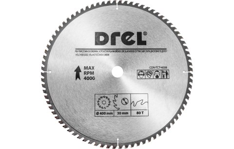 Drel Tarcza do pilarki widiowa 400 x 30 mm, 80T CON-TCT-4008 Drel Tarcza do pilarki widiowa 400 x 30 mm, 80T CON-TCT-4008