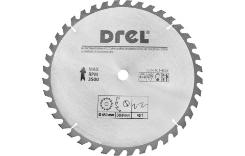 Drel Tarcza do pilarki widiowa 450 x 30 mm, 40T CON-TCT-4504 Drel Tarcza do pilarki widiowa 450 x 30 mm, 40T CON-TCT-4504