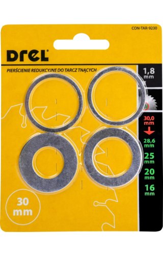 Drel Zestaw pierścieni redukcyjnych do tarcz, 30/28.6; 25; 20; 16 mm, 4 szt. CON-TAR-9230