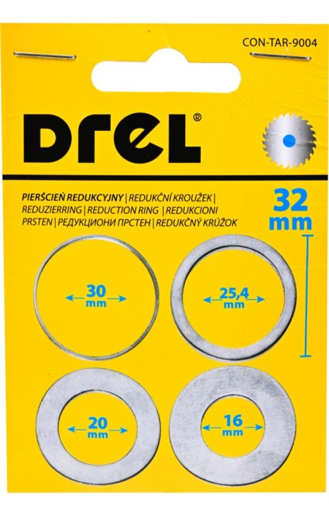 Drel Zestaw pierścieni redukcyjnych do tarcz, 32/30; 25.4; 20; 16 mm, 4 szt. CON-TAR-9004