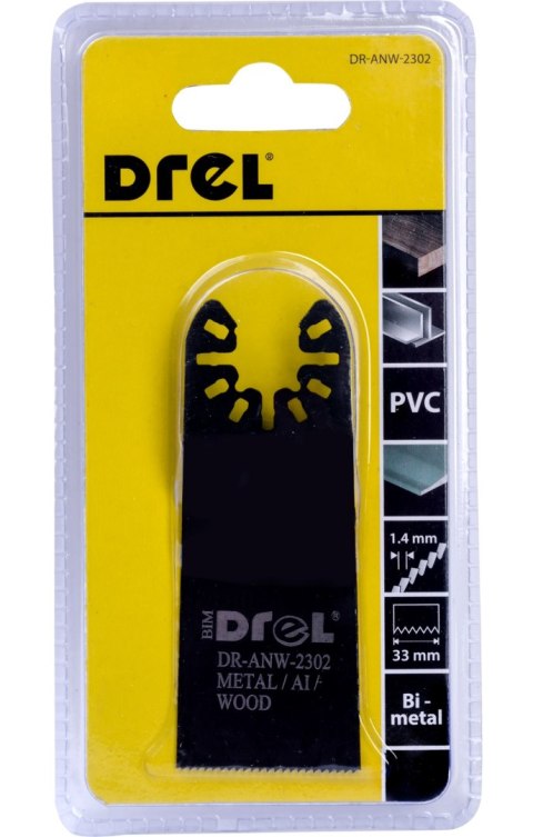 Drel Brzeszczot do urządzenia wielofunkcyjnego, 33 mm, do drewna, PVC, metalu, płyty kartonowo-gipsowej DR-ANW-2302