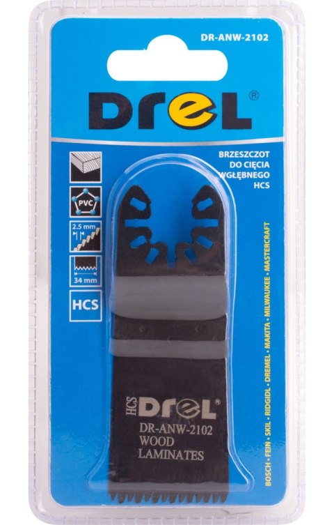 Drel Brzeszczot do urządzenia wielofunkcyjnego, 34 mm, do drewna, PVC, płyty kartonowo-gipsowej DR-ANW-2102 Drel Brzeszczot do urządzenia wielofunkcyjnego, 34 mm, do drewna, PVC, płyty kartonowo-gipsowej DR-ANW-2102
