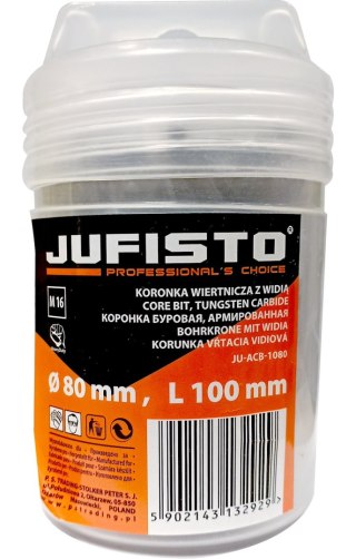 Jufisto Koronka wiertnicza z widią 80 x 100 mm, 9T JU-ACB-1080