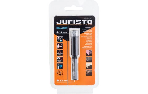 Jufisto Otwornica z nasypem diamentowym 15 mm, diament lutowany JU-AOD-1215