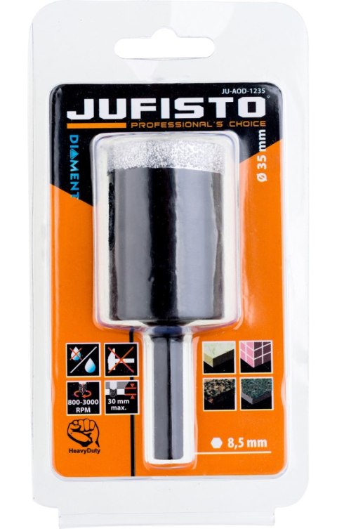 Jufisto Otwornica z nasypem diamentowym 35 mm, diament lutowany JU-AOD-1235