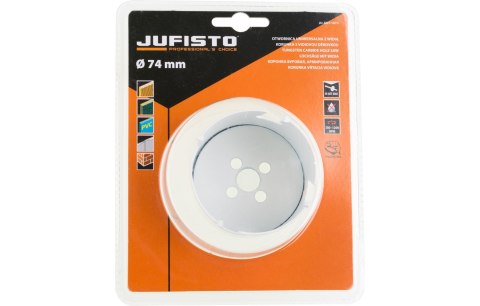 Jufisto Otwornica z płytkami z węglika spiekanego 74 mm do płyt MDF, tworzyw sztucznych, drewna JU-AOT-1074