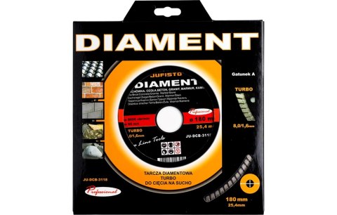 Jufisto Tarcza diamentowa 180 x 25.4 mm, Turbo JU-DCB-3118 Jufisto Tarcza diamentowa 180 x 25.4 mm, Turbo JU-DCB-3118