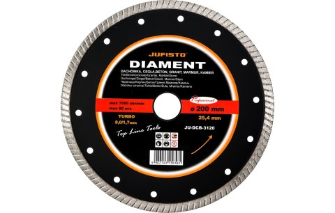 Jufisto Tarcza diamentowa 200 x 25.4 mm, Turbo JU-DCB-3120