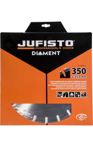 Jufisto Tarcza diamentowa 350 x 25.4 mm, segmentowa, spawana laserowo, do asfaltu i świeżego betonu JU-DCB-AC350