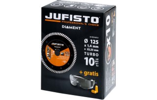 Jufisto Zestaw tarcz diamentowych 125 mm, Turbo, gratis okulary i zatyczki, 10 szt. JU-DCB-9012