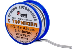 Cynel Spoiwo lutownicze 3.0 mm, 100 g, Sn60Pb40, topnik SW26, szpulka LC60/3,0-100