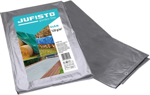 Jufisto Plandeka 4 x 6 m, 120 g/m2, srebrna JU-ZOP-1224