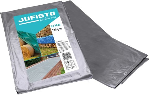 Jufisto Plandeka 6 x 10 m, 120 g/m2, srebrna JU-ZOP-1260