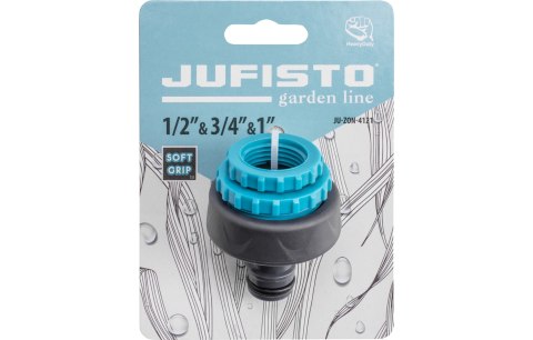 Jufisto Przyłącze do kranu 1/2', 3/4',1', gwint wewnętrzny, dwumateriałowe, soft-grip JU-ZON-4121