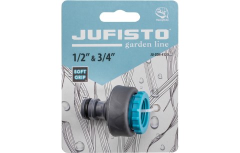 Jufisto Przyłącze do kranu 1/2', 3/4', gwint wewnętrzny, dwumateriałowe, soft-grip JU-ZON-4123