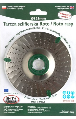 Jufisto Tarcz szlifierska Roto 125 x 2.0 x 22.2 mm JU-TCR-1220