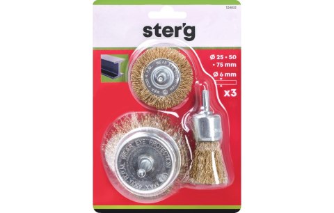 Sterg Zestaw szczotek drucianych mosiądzowanych 3 szt. S24832 Sterg Zestaw szczotek drucianych mosiądzowanych 3 szt. S24832