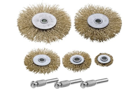 Sterg Zestaw szczotek drucianych tarczowych 25.0-75.0 mm, mosiądzowanych, 5 szt. S24830 Sterg Zestaw szczotek drucianych tarczowych 25.0-75.0 mm, mosiądzowanych, 5 szt. S24830