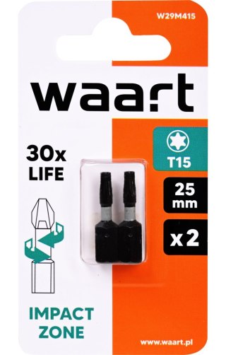 Wart Końcówki wkrętakowe udarowe Torx T15 x 25 mm, 2 szt. W29M415