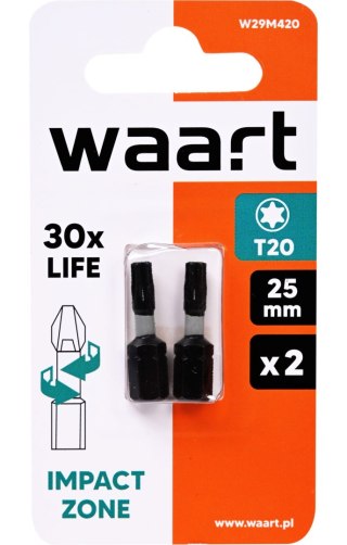 Wart Końcówki wkrętakowe udarowe Torx T20 x 25 mm, 2 szt. W29M420