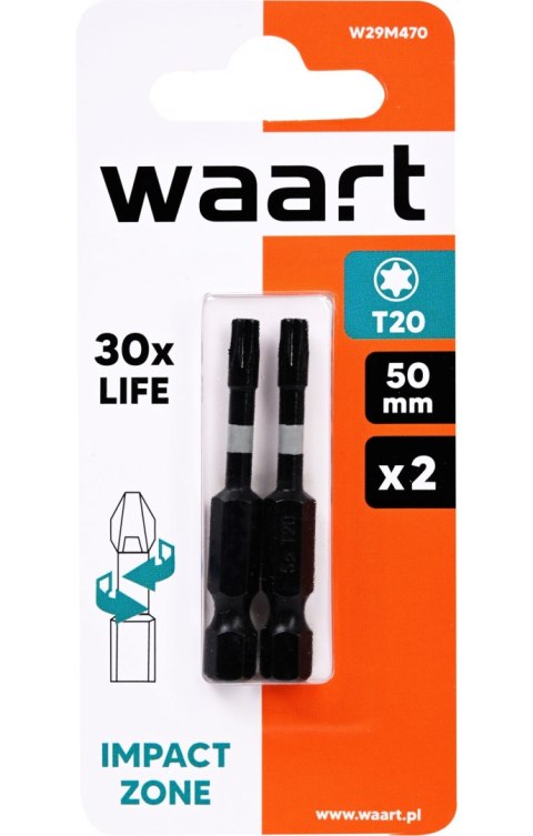 Wart Końcówki wkrętakowe udarowe Torx T20 x 50 mm, 2 szt. W29M470