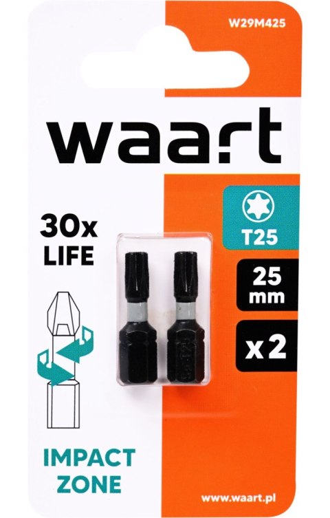 Wart Końcówki wkrętakowe udarowe Torx T25 x 25 mm, 2 szt. W29M425