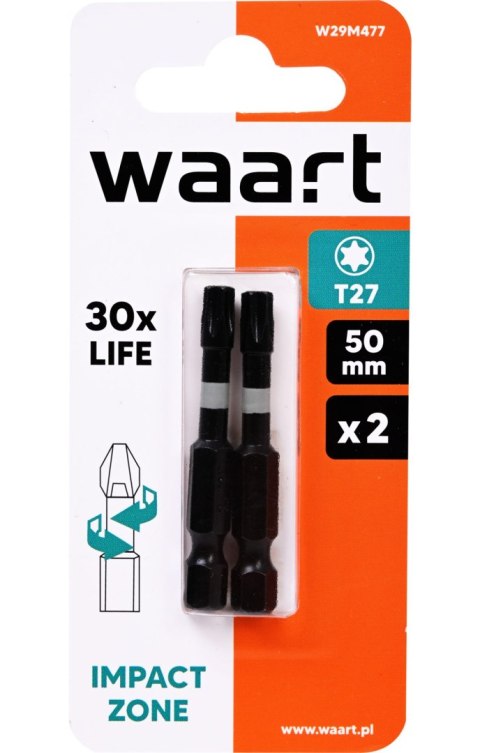 Wart Końcówki wkrętakowe udarowe Torx T27 x 50 mm, 2 szt. W29M477