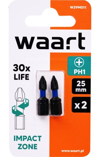 Wart Końcówki wkrętakowe udarowe krzyżowe PH1 x 25 mm, 2 szt. W29M011