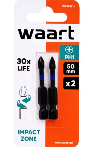 Wart Końcówki wkrętakowe udarowe krzyżowe PH1 x 50 mm, 2 szt. W29M111