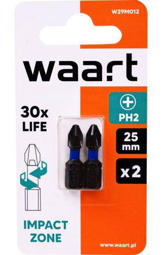 Wart Końcówki wkrętakowe udarowe krzyżowe PH2 x 25 mm, 2 szt. W29M012