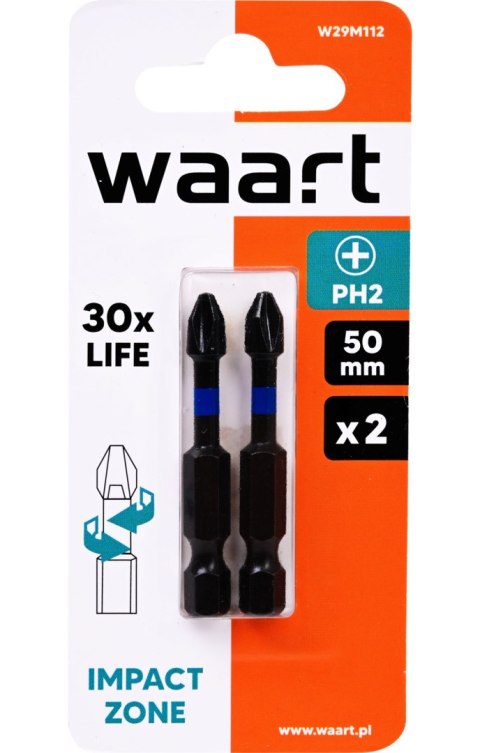 Wart Końcówki wkrętakowe udarowe krzyżowe PH2 x 50 mm, 2 szt. W29M112