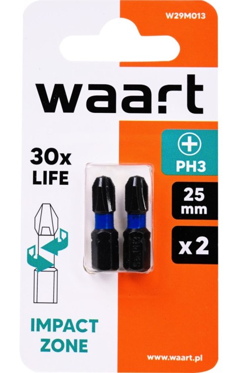 Wart Końcówki wkrętakowe udarowe krzyżowe PH3 x 25 mm, 2 szt. W29M013