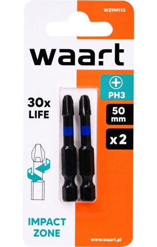 Wart Końcówki wkrętakowe udarowe krzyżowe PH3 x 50 mm, 2 szt. W29M113