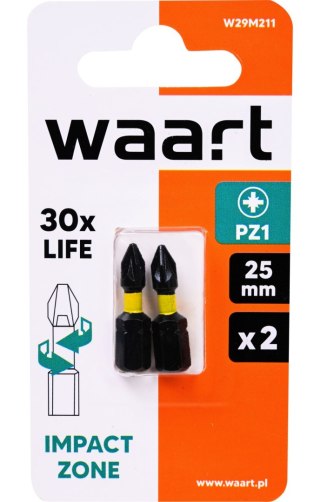 Wart Końcówki wkrętakowe udarowe krzyżowe PZ1 x 25 mm, 2 szt. W29M211