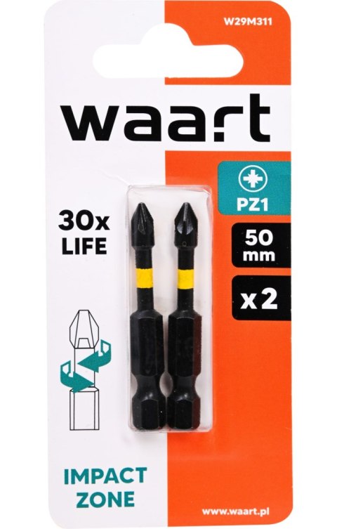 Wart Końcówki wkrętakowe udarowe krzyżowe PZ1 x 50 mm, 2 szt. W29M311