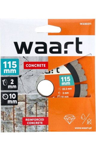 Wart Tarcza diamentowa 115 x 22.2 mm, ostrze KU, do twardych materiałów W23D211