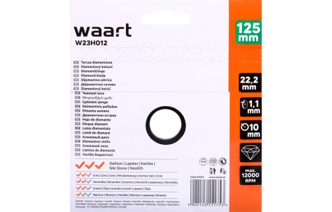 Wart Tarcza diamentowa 125 x 22.2 mm, turbo, do bardzo twardych spieków kwarcowych W23H012