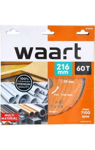 Wart Tarcza do pilarki widiowa 216 x 30 mm, 60T, multimaterial W23U286