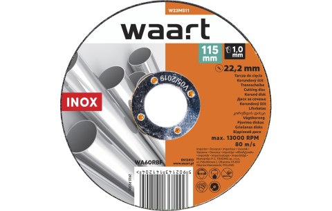 Wart Tarcza korundowa 115 x 1.0 x 22.2 mm, do Inox W23M511